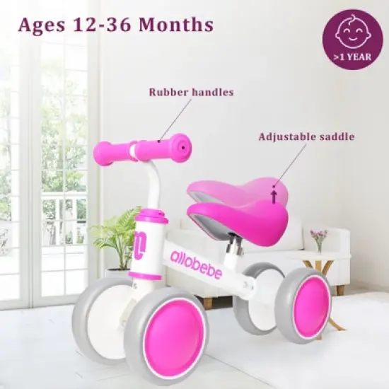 Allobebe 4-Wheel Baby Balance Bike with Adjustable Seat Mint Green image {7}