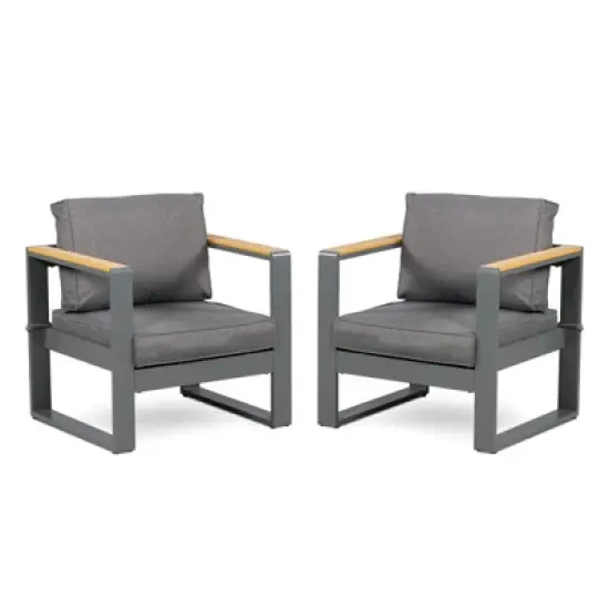 Aoodor Outdoor Aluminum Patio Furniture Sofa,  All-Weather Metal Outdoor Sofa Chairs with Washable Thick Cushion for Garden, Patio, Balcony and Proch image {12}