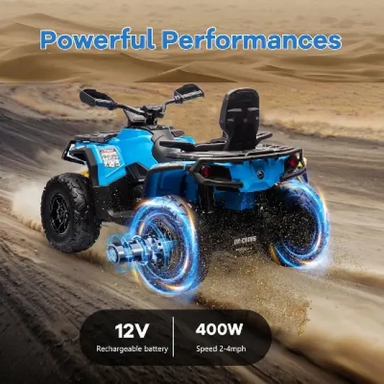 12V Kids ATV 4 Wheeler, Ride On Toy Car, Electric ATV Vehicles, 2 Seater, 2 Speeds,Spring Suspension,Ideal Gift to Kids Boys Girls 3+ image {4}