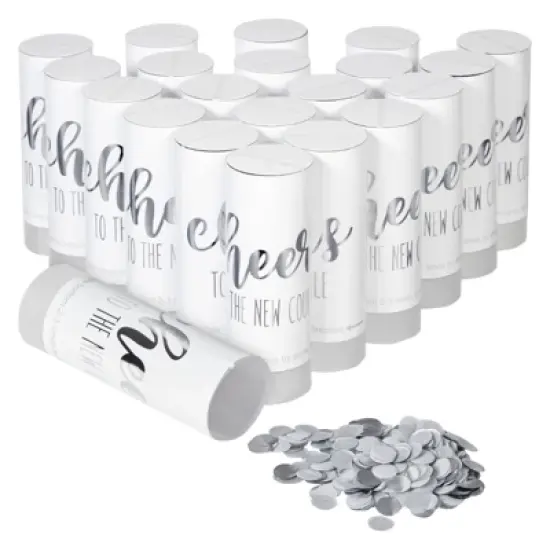 Sparkle and Bash 20-Pack Wedding Confetti Shakers for Wedding Receptions, Engagement, Bachelorette Parties, Silver Foil, White, 1.5x4 in image {7}
