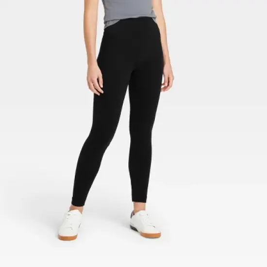 Women's High Waisted Cotton Seamless Fleece Lined Leggings - A New Day&trade; image {2}