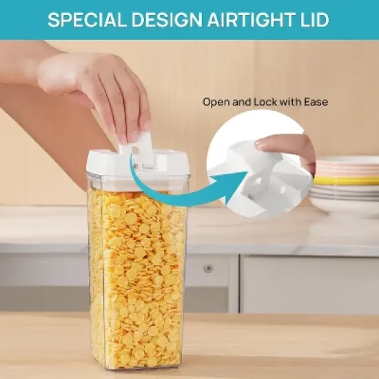 Airtight Food Storage Containers, 7 Pieces BPA Free Plastic Cereal Organizer Canisters with Easy Lock Lids, for Kitchen Pantry Organization, 24 Labels image {4}