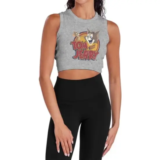 Women's Tom and Jerry Water Damaged Sleeveless Crop Top Tank image {5}