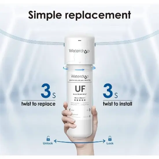 Waterdrop 10UAW-UF Ultra Filtration Under Sink Water Filter for Ba&ccedil;tёria Reduction, Reduces Lead, Extra Replacement Filter image {4}