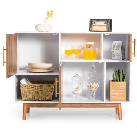 Costway Sideboard Storage Cabinet w/Storage Compartments Buffet TV Stand Coffee image {9}
