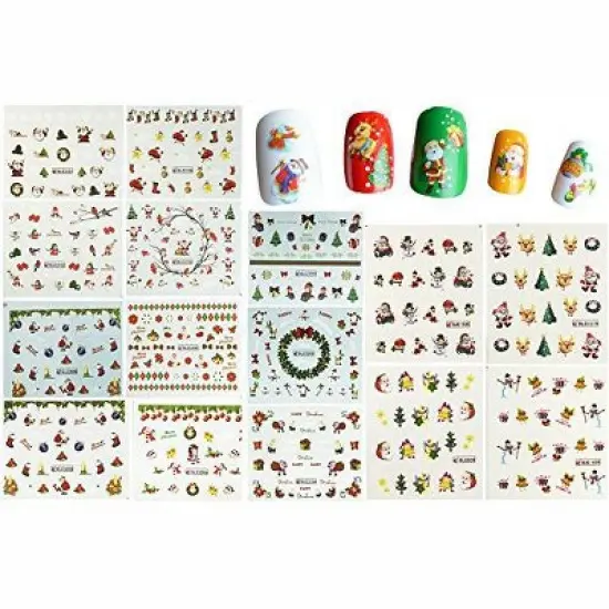 Wrapables Christmas Water Slide Nail Art Decals Water Transfer Nail Decals (44 Sheets/Over 800 Decals) image {1}