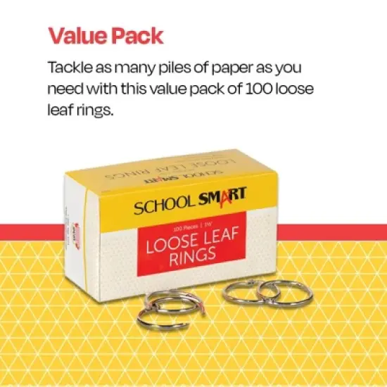 School Smart Loose Leaf Rings, 1-1/2 Inches, Nickel Plated Steel, Pack of 100 image {4}