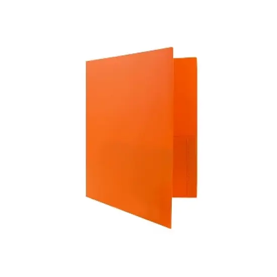 JAM Paper Plastic Two-Pocket School POP Folders Orange Bulk 96/Pack 382EORB image {3}