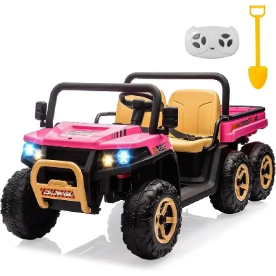 24V 2-Seater Kids Ride-On Dump Truck - Parent Remote Control, 4WD Power, Electric Dump Bed & Shovel, 6-Wheel Design for Ages 3+ image {2}