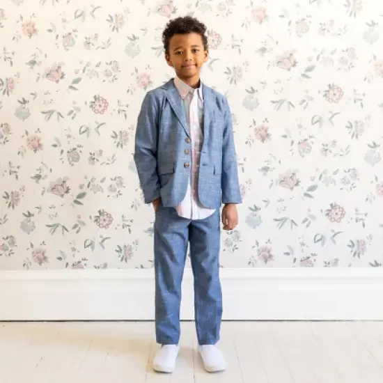 Hope & Henry Boys' Chambray Suit Jacket, Infant image {3}