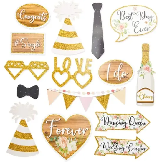 Sparkle and Bash 72 Piece Photo Props for Rustic Wedding Party Decorations image {4}