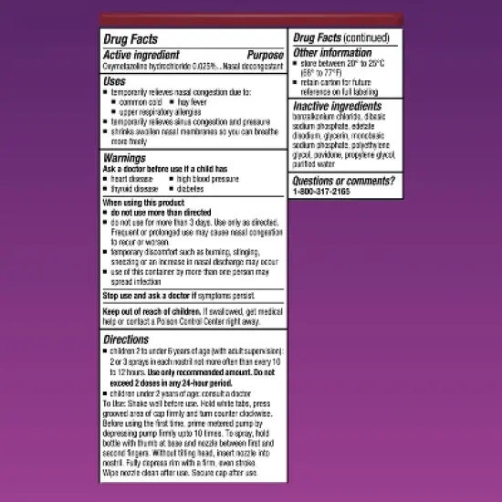 Children's Afrin No Drip Extra Moisturizing 12 hour Stuffy Nose Nasal Spray - 2-6years - 0.5 fl oz image {5}