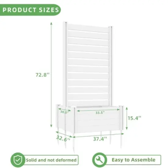 PexFix 72.8 in. H x 37.4 in. W White Rectangle PVC Wall Planter Box with Trellis for Climbing Plants image {4}