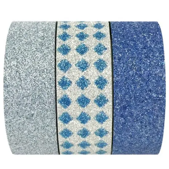 Wrapables Blue Ice Washi Masking Tape (Set of 3) image {3}