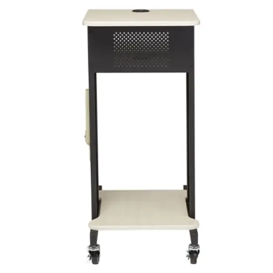 Premium Presentation Lecture Podium Cart Ivory Woodgrain/Black - Hampden Furnishings image {4}