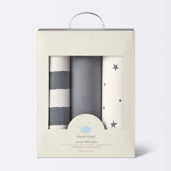 Jersey Swaddle Baby Blanket - Gray - 3pk - Cloud Island&trade; image {3}