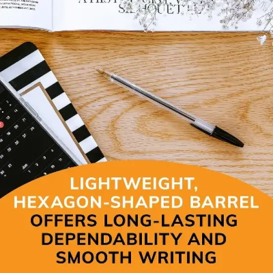 Bic Cristal Xtra Smooth Ballpoint Stick Pen Black Ink 1mm Medium Dozen MS11BK image {6}