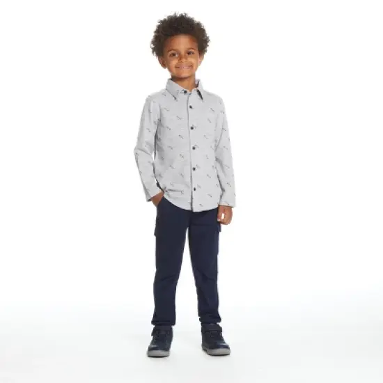 Andy & Evan Toddler Boys Pique Knit Buttondown Grey, Size 2T image {1}