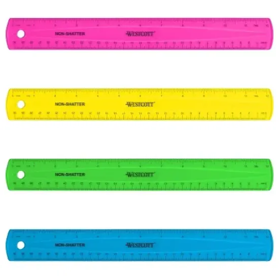 12pk 12" Shatterproof Ruler with Anti-Microbial Translucent Colors - Acme United image {1}