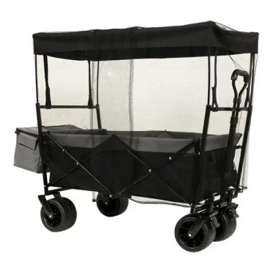 SKRAN 480Lbs Collapsible Wagon with Canopy with Removable  Canopy with All-Terrain Wheels & Mosquito net,for Camping,for Camping, Shopping image {9}