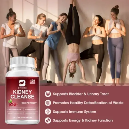 B Beworth Kidney Health Supplement with Cranberry Extract - for Cleanse, Detox & Repair - 120 Ct image {6}