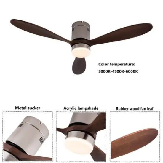 YIYIBYUS 52 Inch Smart Ceiling Fan with Dimmable Light, 6-speed Adjustable image {3}