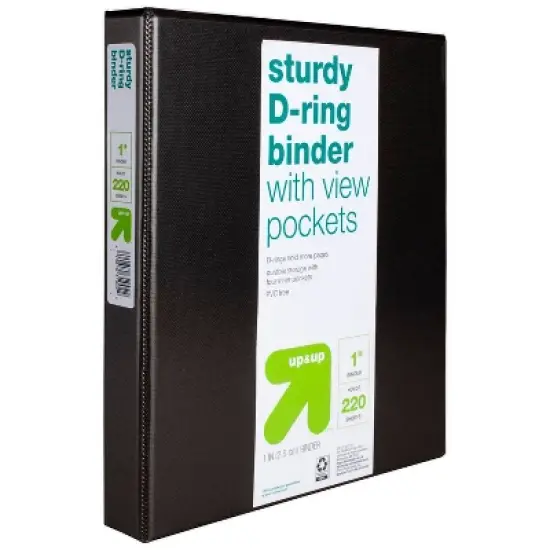 6pk 1" D Ring Binder Black - up & up&trade; image {1}