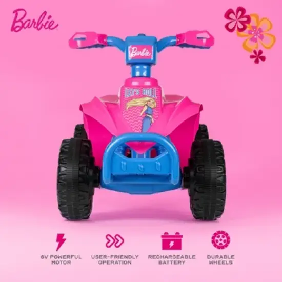 Barbie  6V Quad - Powerful and Safe Ride-On Toy with Rechargeable Battery image {1}