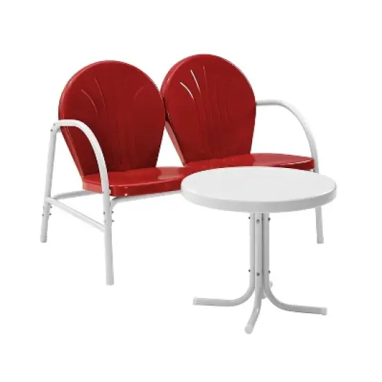 Griffith 3pc Outdoor Conversation Set - Red - Crosley image {5}