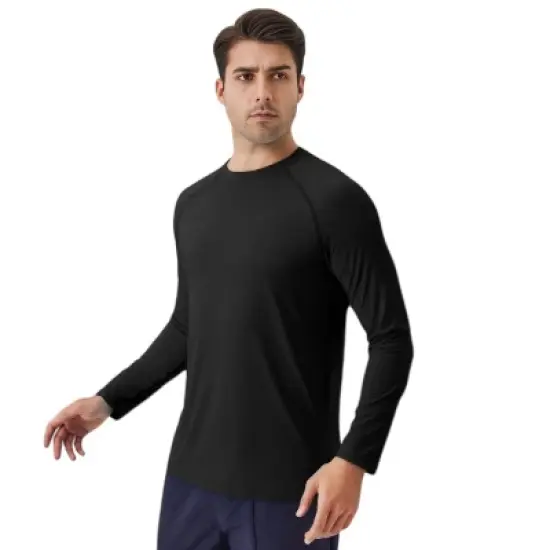 Anna-Kaci Active Men's Long Sleeve Performance Shirt with Raglan Sleeves and Lightweight Stretch Fabric image {2}