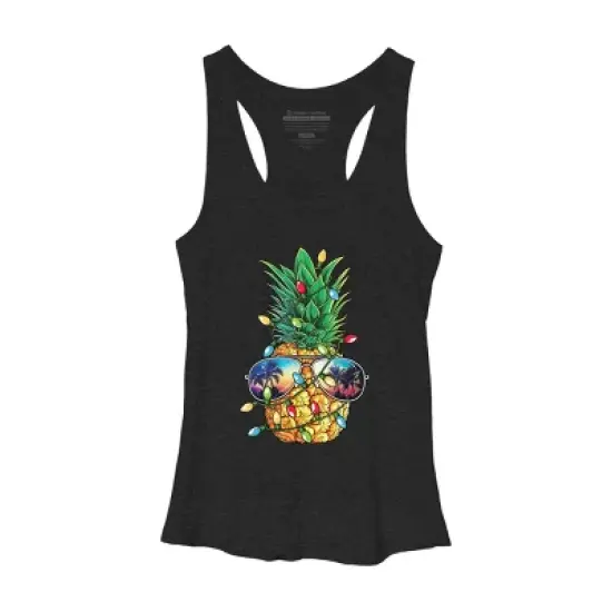 Women's Design By Humans Pineapple Christmas Tree Lights Xmas Men Gifts Sunglasses T-Shir By NekoShop Racerback Tank Top image {3}