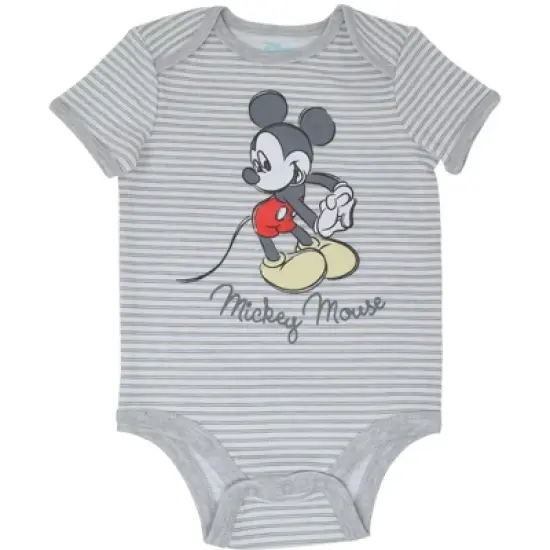 Disney Mickey Mouse Baby Bodysuit Pants Bib and Hat 4 Piece Outfit Set Newborn to Infant image {1}