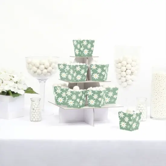 Big Dot of Happiness Sage Green Daisy Flowers - Party Mini Favor Boxes - Floral Party Treat Candy Boxes - Set of 12 image {1}
