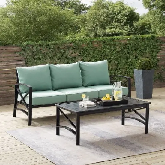 Kaplan 2pc Outdoor Sofa Set - Mist - Crosley image {7}