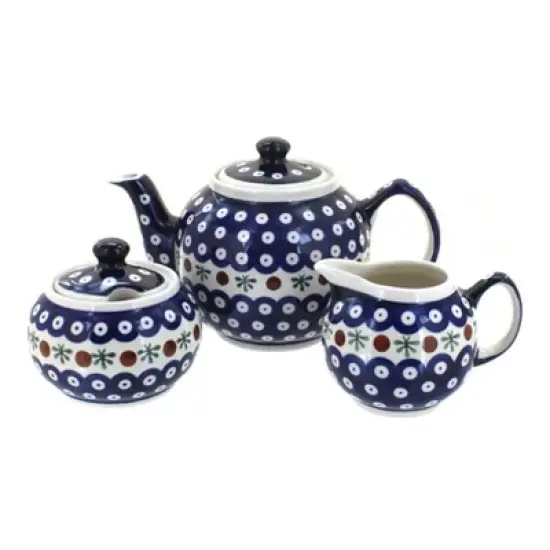 Blue Rose Polish Pottery 5960 Zaklady 3 PC Tea Set image {9}
