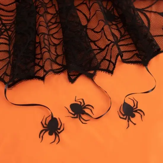 Elrene Crawling Halloween Spider Lace Lined Tablecloth - Black/Orange - Elrene Home Fashions image {4}