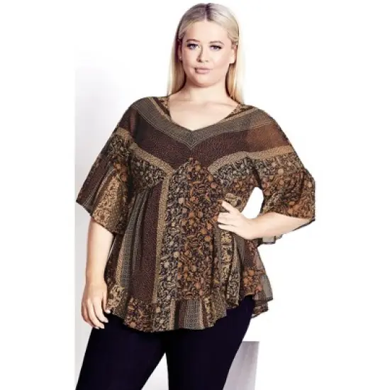 Women's Plus Size Harlow Frill Tunic - brown | ARNA YORK image {5}