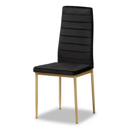 4pc Armand Velvet Fabric Upholstered and Metal Dining Chair Set - Baxton Studio image {1}