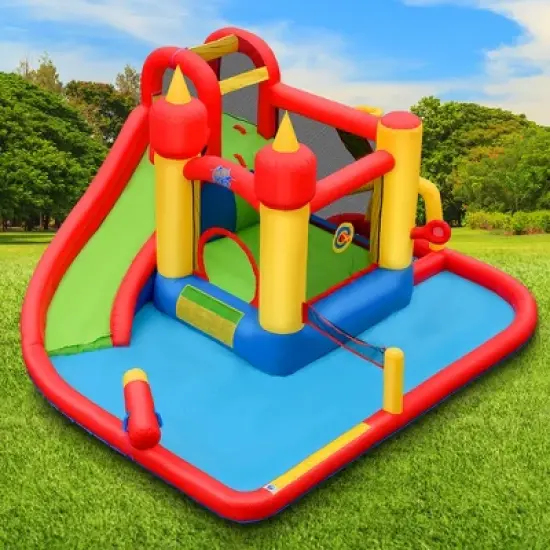 Costway Inflatable Water Slide Jumping Bounce House Bouncy Splash Park with 740W Blower image {2}