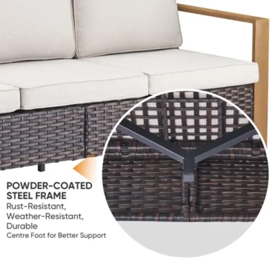 Buenhomino 8 Piece Patio Furniture Set with 41" Fire Pit Table Wicker Rattan Patio Sectional Sofa Set Outdoor Seating Furniture with Thickened Cushion image {11}