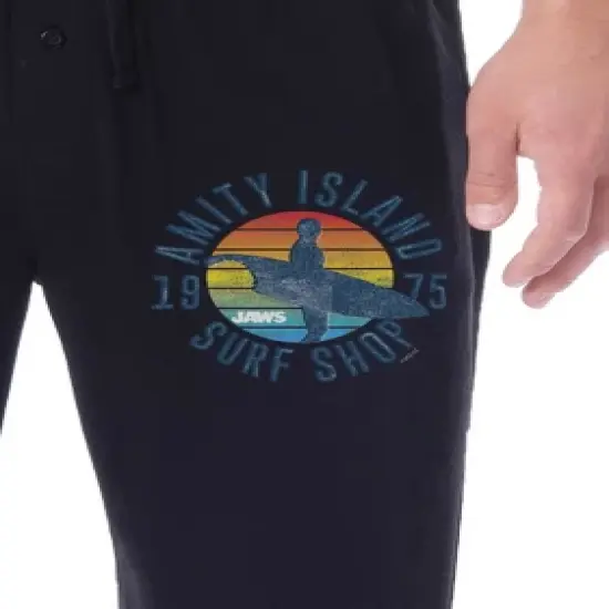 Jaws Mens' Film Movie Amity Island Surf Shop 1975 Sleep Pajama Pants Black image {2}