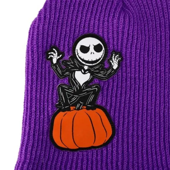 Nightmare Before Christmas Jack Skellington Pumpkin King Purple Cuff Beanie image {1}