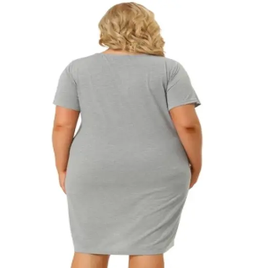 Agnes Orinda Women's Plus Size Solid Comfort Short Sleeves Nightgown image {4}