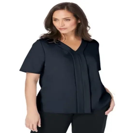 Jessica London Women&rsquo;s Plus Size Knit Crepe Pleat Top image {1}