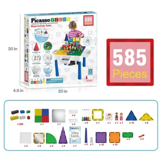 PICASSO-TILES 585 Piece Activity Table Set, STEM Toys for Kids 3+ image {4}
