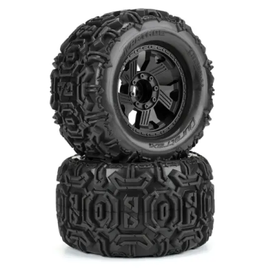 Duratrax DTX564510 Warthog 3.8"" All Terrain Tires Mounted on Ripper Black 8x32 Removable Hex Wheels (2) image {1}