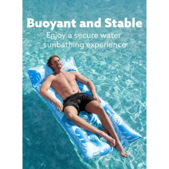 Joyfy Pool Floats Lounger with Headrest, Pool Floaties for Adult, Inflatable Pool Lounge Chairs, Sun Tanning Floaty Raft for Lake Beach Pool Party image {4}