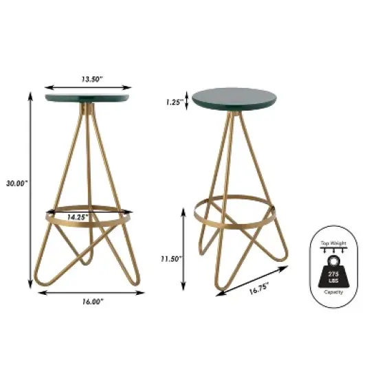 JONATHAN Y Spiroa Modern Industrial Metal Backless Circular Bar Stool image {3}
