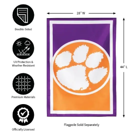 Evergreen Flag, DS New Burlap, Reg, Clemson University image {1}