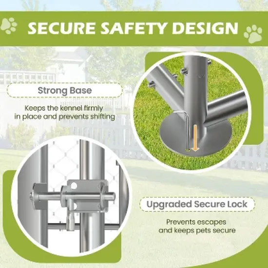 EROMMY 15x15ft Large Outdoor Dog Kennel, Waterproof Cover and Rotating Feeder, Galvanized Steel Metal with Lockable Door image {5}